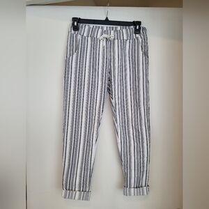 Angela Mara Linen-like Striped Pants